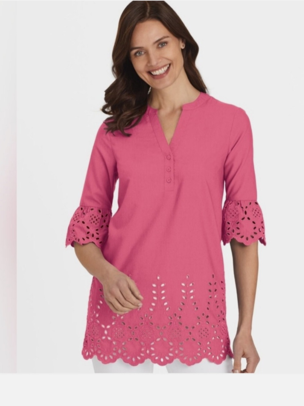 Blair White Eyelet Hem Tunic